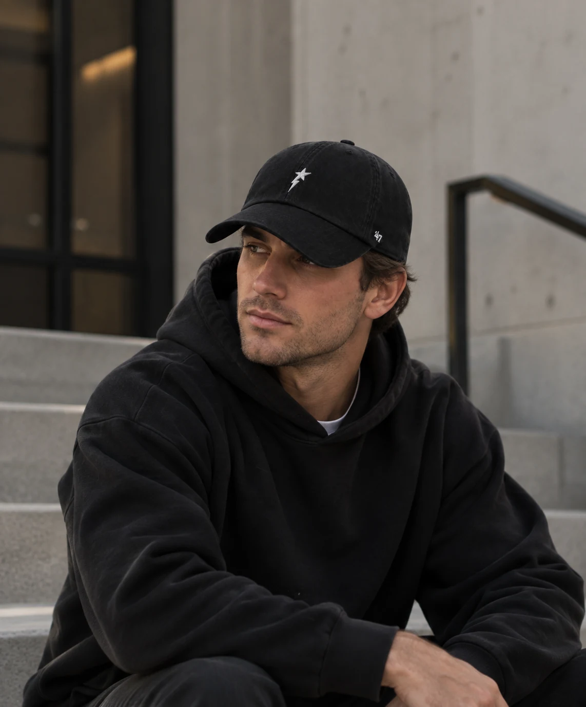 Titan Starmark Hat 01 black cap with white embroidered star, photo 3